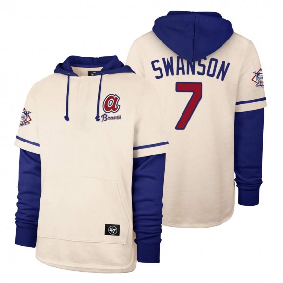 Atlanta Braves Dansby Swanson Cream Cooperstown Heritage Shortstop Pullover Hoodie