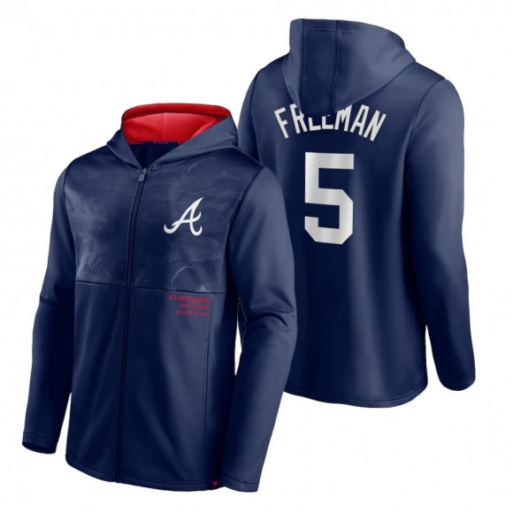 Atlanta Braves Freddie Freeman Navy Primary Logo Full-Zip Fanatics Branded Hoodie