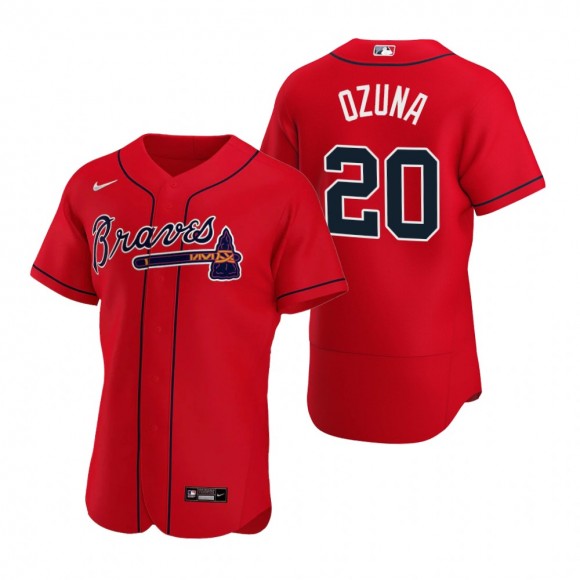 Men's Atlanta Braves Marcell Ozuna Nike Red Authentic 2020 Alternate Jersey