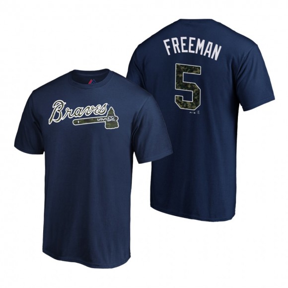 Atlanta Braves Freddie Freeman Camo Navy T-Shirt Men's