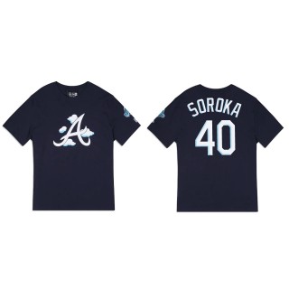 Mike Soroka Atlanta Braves Navy Clouds T-Shirt