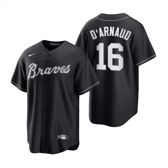 Atlanta Braves Travis d'Arnaud Nike Black White 2021 All Black Fashion Replica Jersey